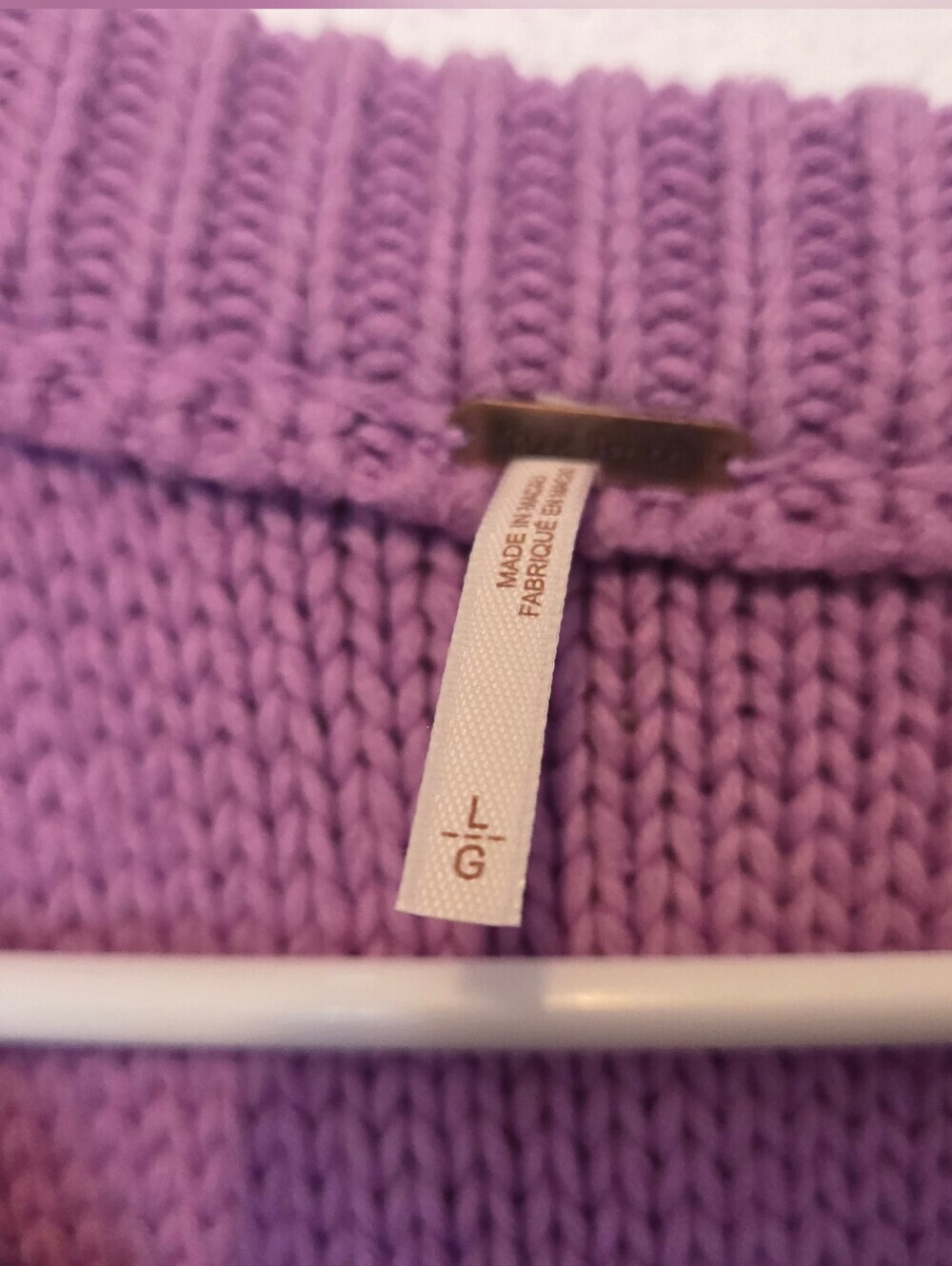 Free People Alli V-Neck Heavy Chunky Knit Oversized Purple Pullover Size:L - Picture 8 of 8